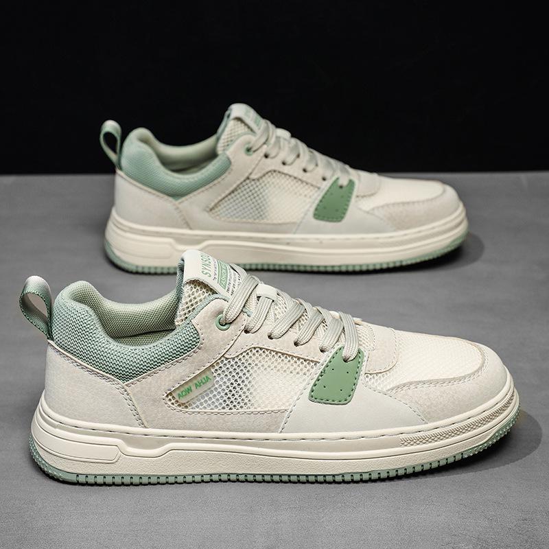

Men s shoes 2025 new summer breathable hollow mesh sports and leisure board shoes versatile thick-soled low-top small white tide shoes 44
