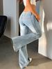 Vintage High Street Low-Waisted Jeans Women Wide Leg Y2K Denim Trousers Female Slim Fit Flares Denim Pants