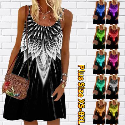 Women Flower Bright Big Bougainvillea Spectabilis Printed Mini Dress Sleeveless Party Dress Summer Beach Dress Sundress