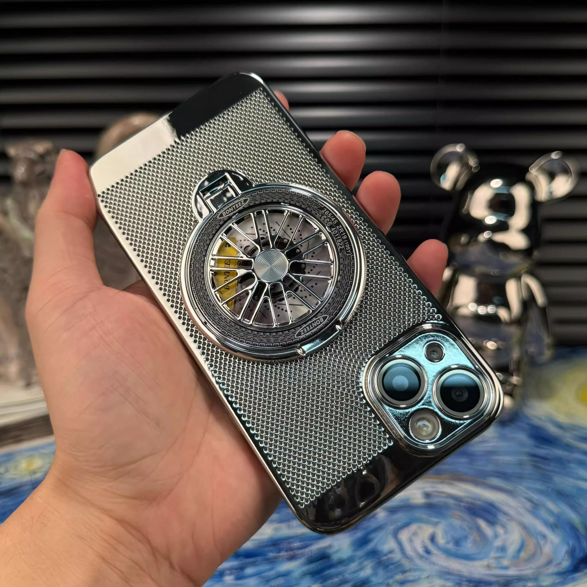 

Подходит для IPhone16, Охлаждающий чехол для телефона, Подставка-гироскоп, Apple 15, Магнитный противоударный 14, Дышащий гальванизированный защитный чехол iPhone11pro серебряный