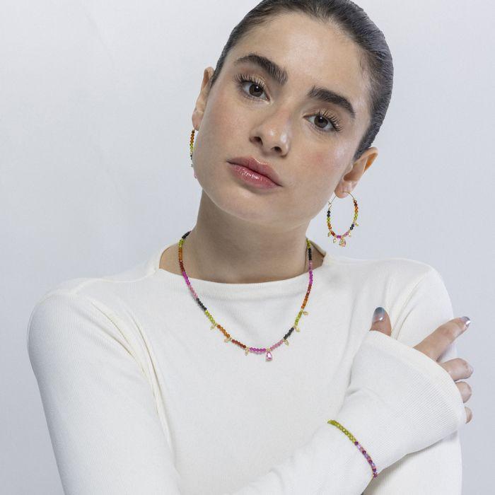 Luxenter Collier de tourmaline multicolore finition en or jaune 18 carats - Baim