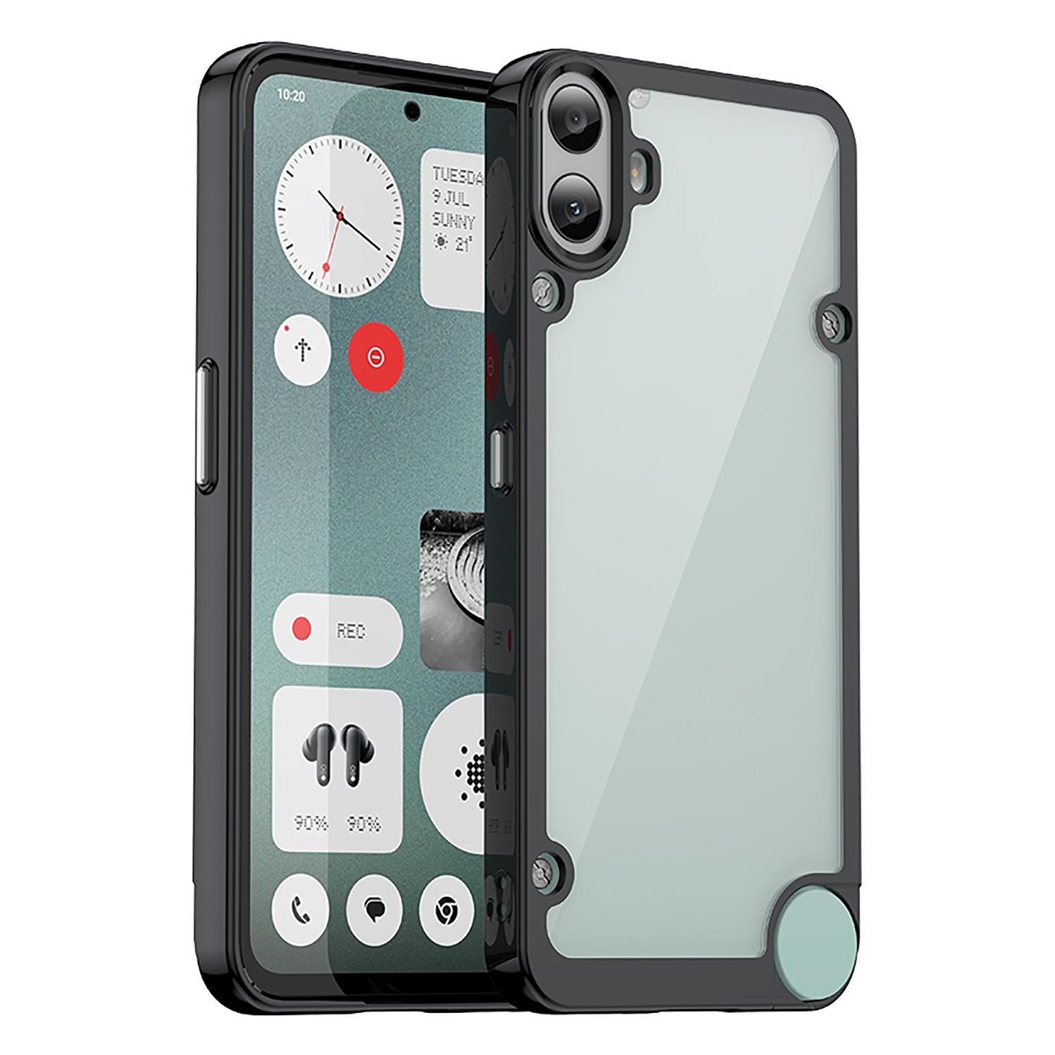 

For Nothing CMF Phone 1 Phone Case WANLONFENG XC Series TPU Acrylic Cover with Tempered Glass (Big Lens Hole) Black