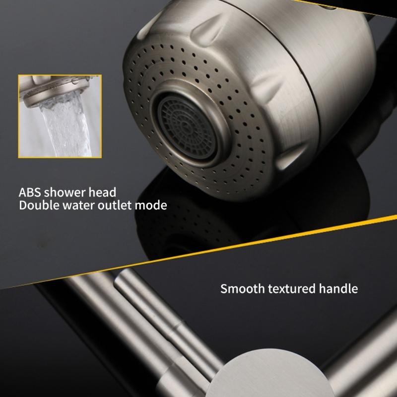 Wall Mounted Kitchen Faucet With Ceramic Cartridges Washbasin Mixing Switches 360 Degree Rotate Sprayers Faucet Enduring