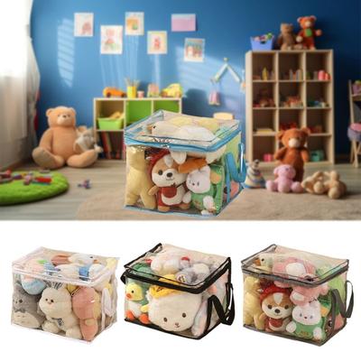 Multifunctional Toy Storage Box Transparent Doll Storage Bags with Handle PVC Waterproof Large Capacity Doll Display Box