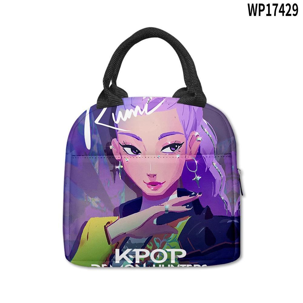 Demon Hunter Girl Group Peripheral Lunch Bag, Cartoon Printing Waterproof And Wear-Resistant, Student Office Worker Thermal Insulation Lunch Box Bag