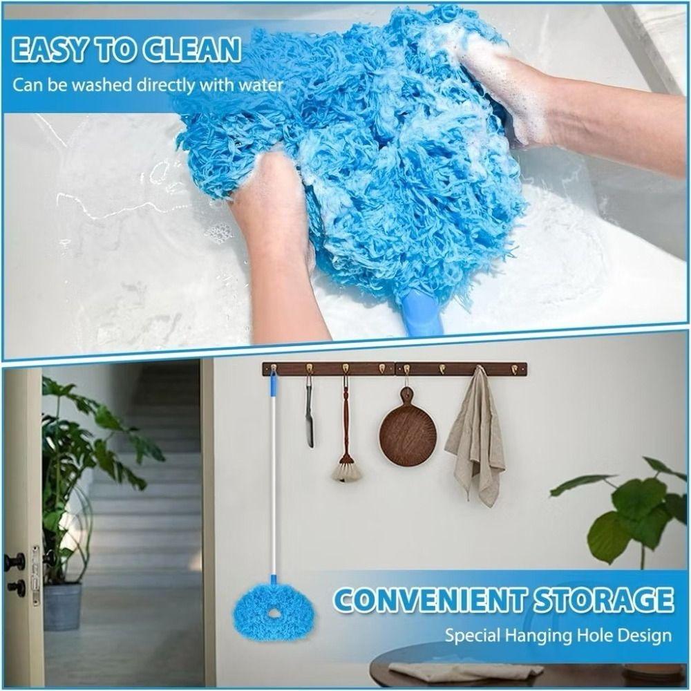 Long Handled Extendable Feather Duster Aluminum Alloy Splicing Rings Shape Ceiling Fan Duster Reusable Dust Locking
