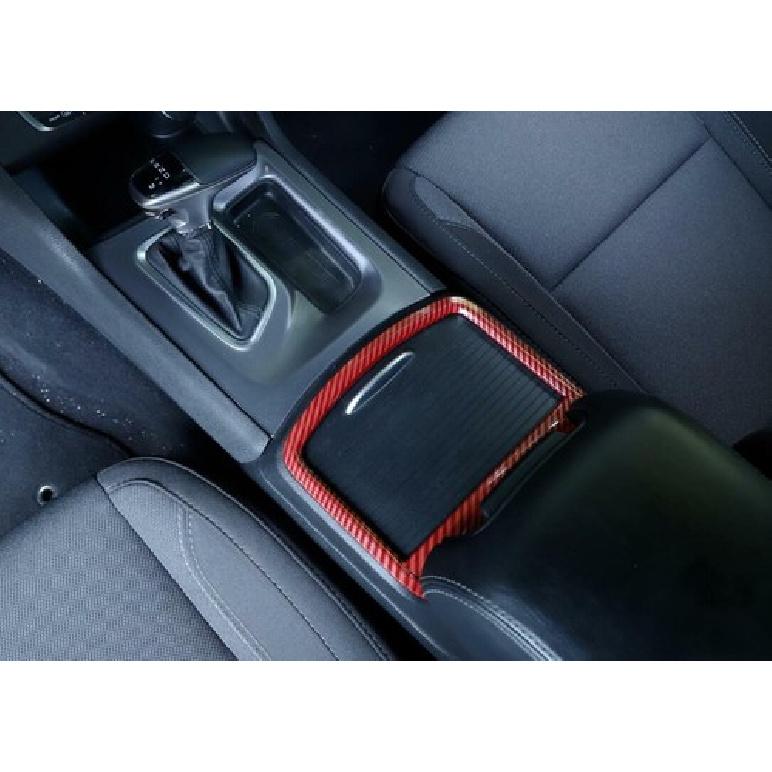 For Dodge Charger 2011- Red Carbon Fiber Cup Holder Cover Frame Accessories