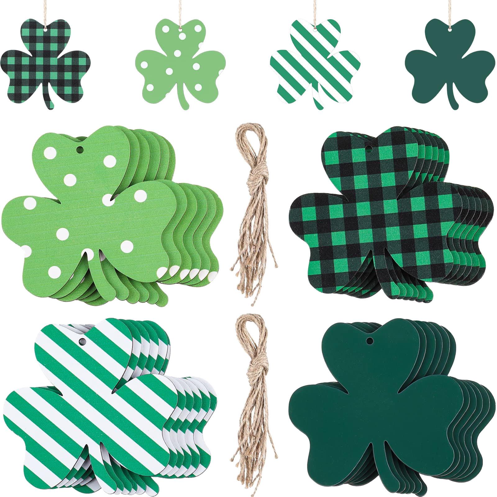 

24 Pcs St Patricks Day Decorations Wooden Ornaments Wooden Ornament Wooden Cutouts Hanging Ornament With Rope For St Patrick s Day Tree Table Decor