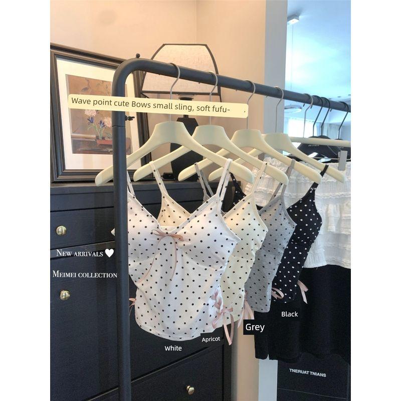 Pure Desire Style Sweet Sexy Gray Polka Dot Camisole Women's Clothing Short Summer Silm Outwear Inner Match Sleeveless Tops