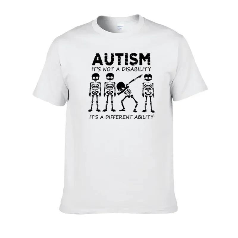 New Summer Arrival UnisexS Fashion Skeleton Autism Its Not A Disability Its A Different Ability Unisex Short Sleeve Cotton TShirt S