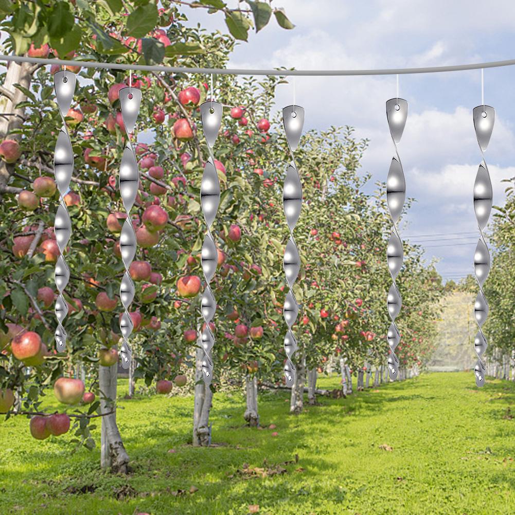 24Pcs Bird Repellent Reflective Scare Rods Decorative Glossy Finish Wind Spinner Hanging Bird Repellent Rod for Garden Decor