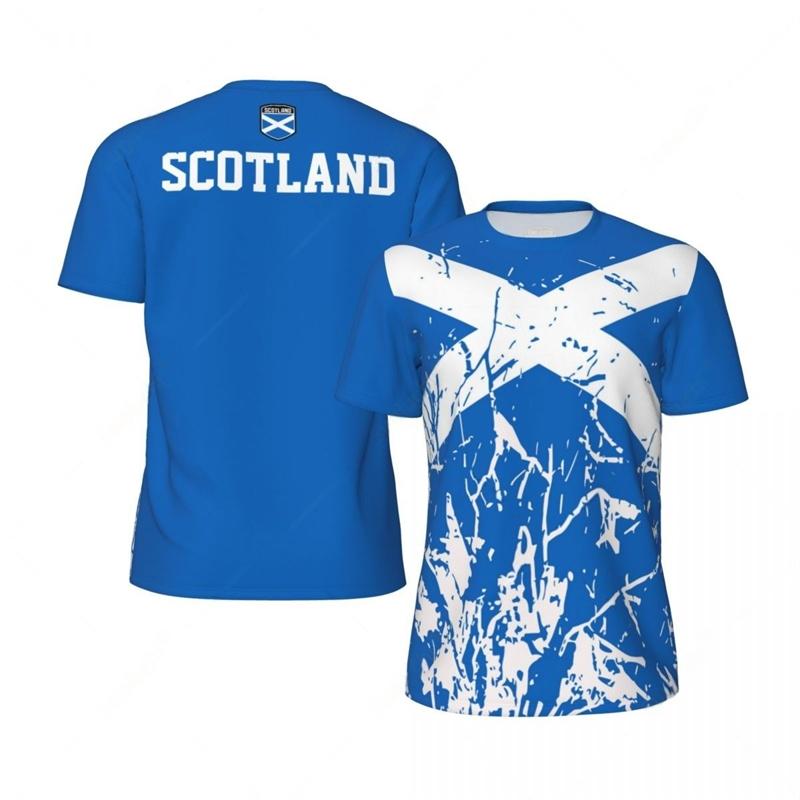 

Scotland Flag Graphic Football T Shirts Mens National Emblem 3D Printed Sports T-shirt Running Bike Soccer Tennis Fitness Tees 6XL