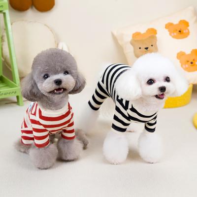 Haustier Hund Kleidung vierbeinig kleiner Hund gestreifte Loungewear dünn Frühling Herbst Winter Frühling Sommer Kleidung