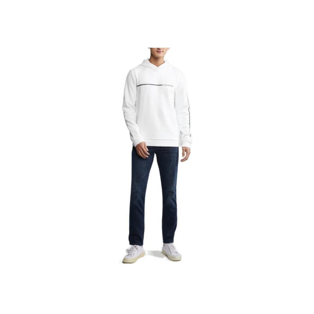 Calvin Klein Hooded Printed Fleece Pullover Long Sleeve Sweatshirt Men sweatshirts White 40KC420