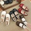 Retro Round Toe Flat Bottom Mary Jane Shoes Women's Soft Sole Spring Autumn Dress Shoes Polka Dot Pattern Rubber Outsole