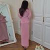 Women's Slimming Silky Draped Top and Bodycon Skirt Set