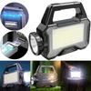 Portable Solar Lanterns Solar Powered Charging Bank Searchlight Outdoor Strong Light Flashlight Hand Lamp with COB Side Light