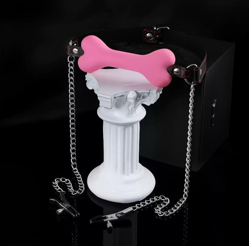 Sexy BDSM-Accessoires: Knochenförmige Ballgags, Brustwarzenklemmen, Brustfolterspielzeug, Trainings-Sexspielzeug für Paare, Silikongags