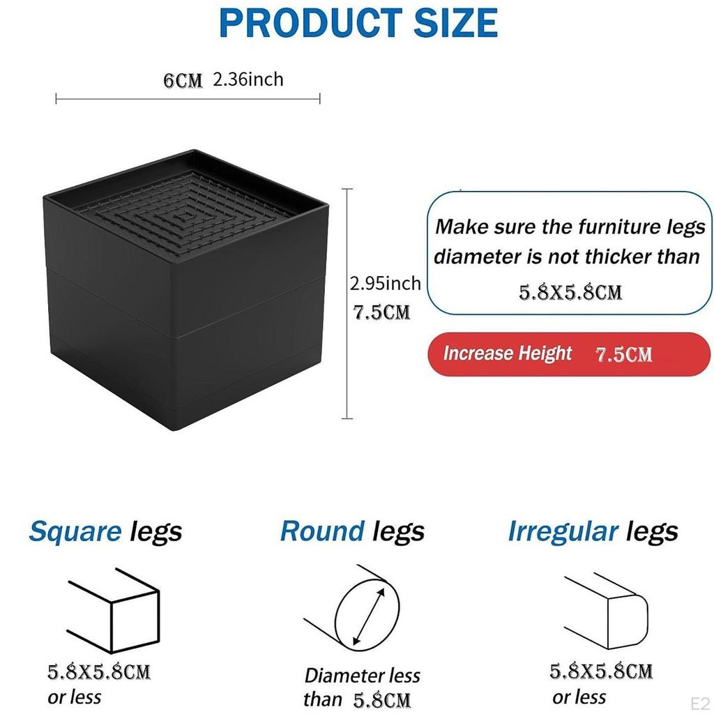 4 Pieces Bed Lifters for Furniture And Space Utilization