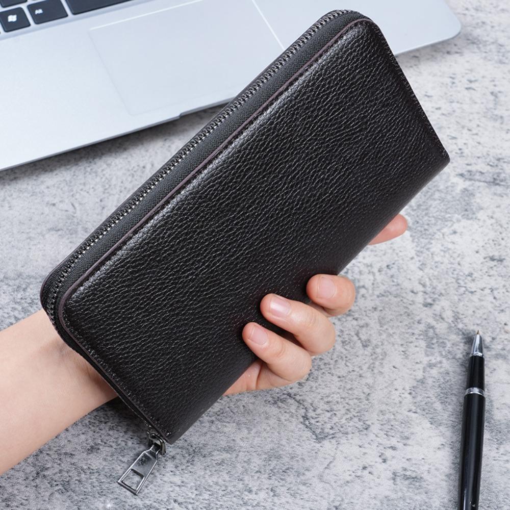 

PU Leather Long Zipped Purse Zipped Design Solid Pattern Multi ID Card Wallet Slim Profile Multi Card Slot Soft Leather Wallet