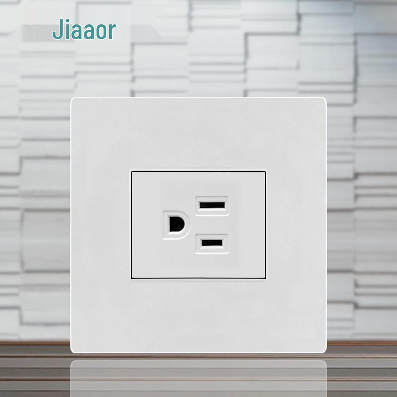 86 Typ Amerikanischer Standard Schalter- und Steckdosenpanel mit Doppel-USB & Typ-C, 3-Loch-Stecker für Japan & Taiwan, Unterputzmontage