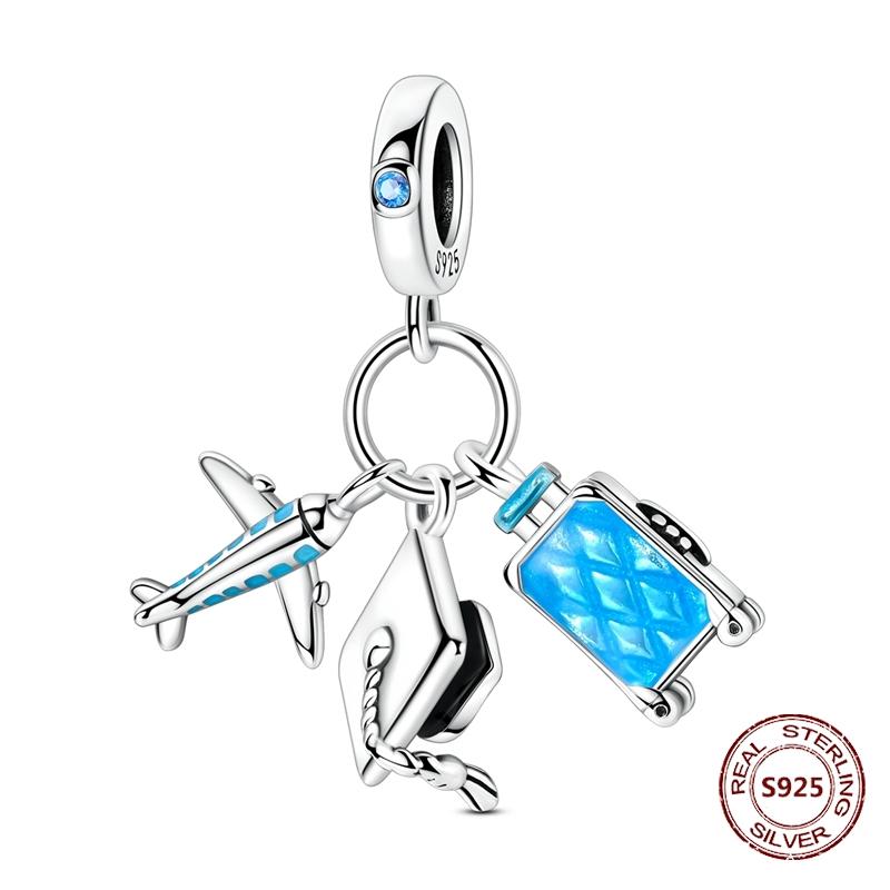 copper Travel Suitcase Motorcycle Car Bicycle Charm Bead Charms Pendents Compatible With Authentic Bracelets Fine Do It Yourself Birthday Jewellery Gi