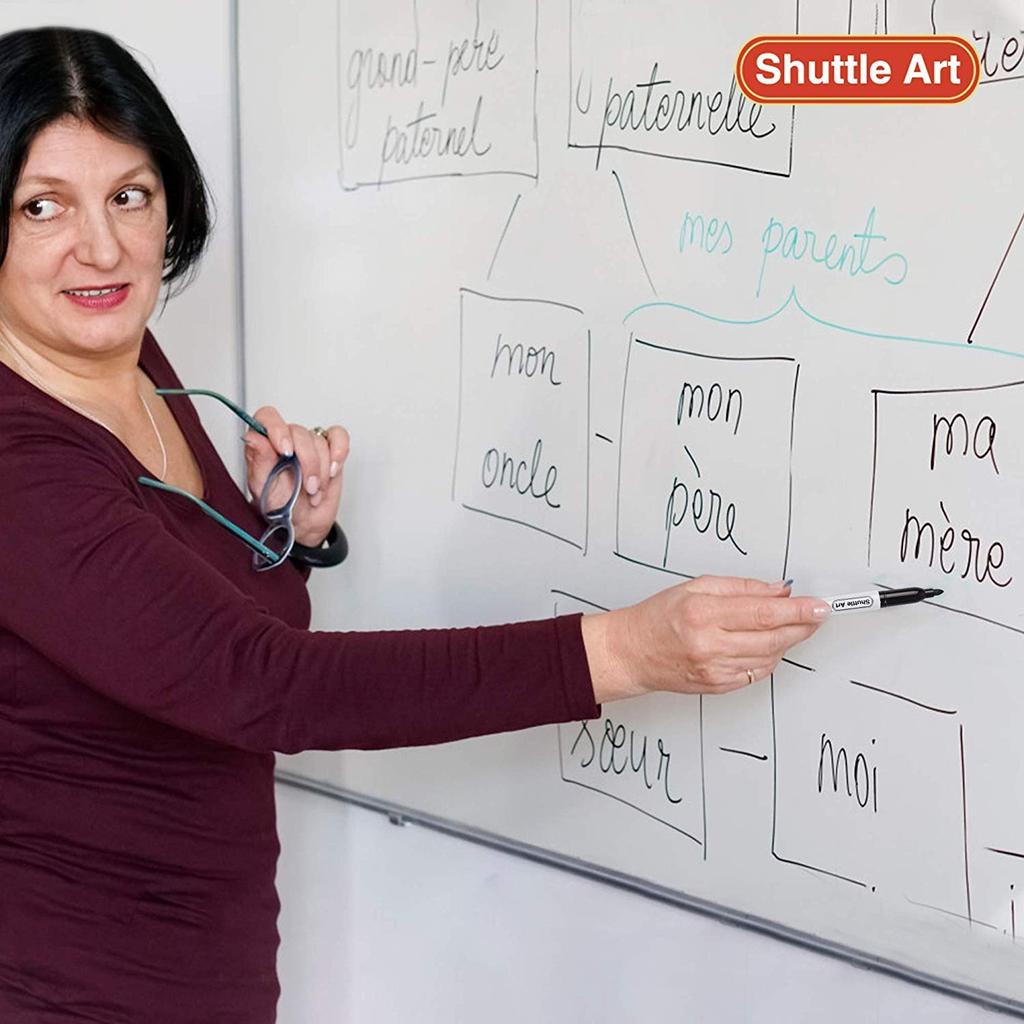 Shuttle Art Erasable Magnetic Whiteboard Markers with Fine High for and LED Ideal for and Schools Eraser, 15-Piece Set, Point, Capacity, Whiteboards,