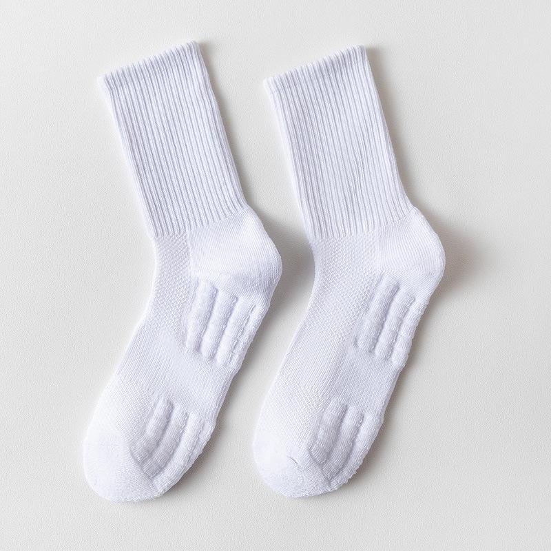 Men's White Summer Basketball Socks - Sweat-Absorbent, Deodorant, Mid-Tube, Ideal for Running & Sports