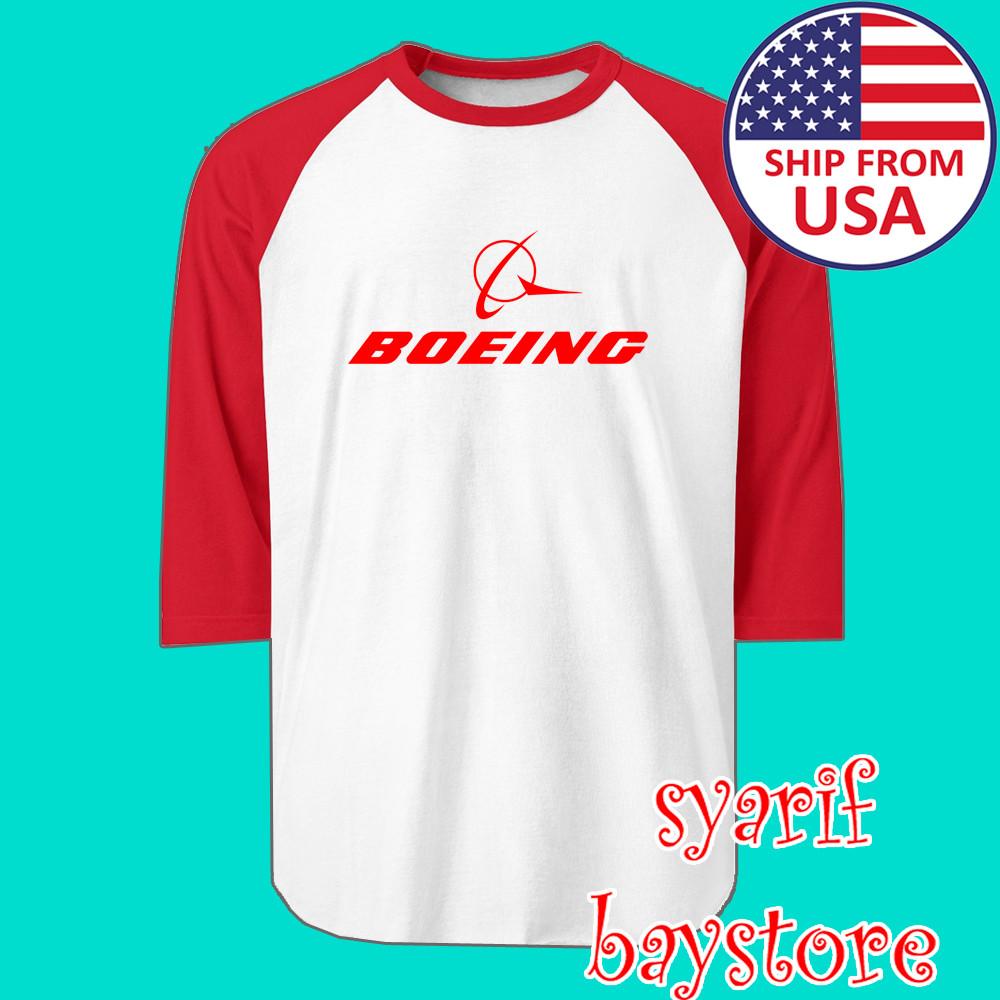 

Boeing American Aircraft Men#039;s Raglan White Red Size S to 2XL Unisex T-Shirt M