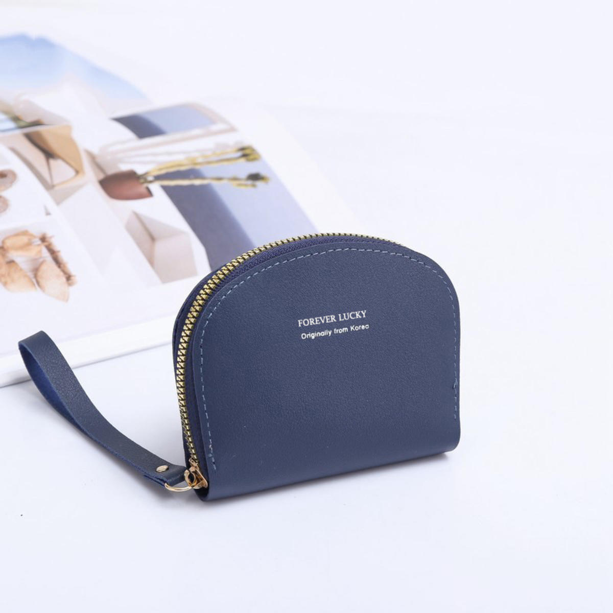 

Large Capacity PU Leather Zip Around Card Holder Multi Slot Organizer Wallet with Zipper Pull Ins Style Fashion Card Case one size королевский синий