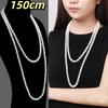 Neue Exquisite Imitationsperlen-Halsketten Mehrschichtig Eleganter Stil Pulloverketten Halsketten Vintage Lange Halsketten Damenmode