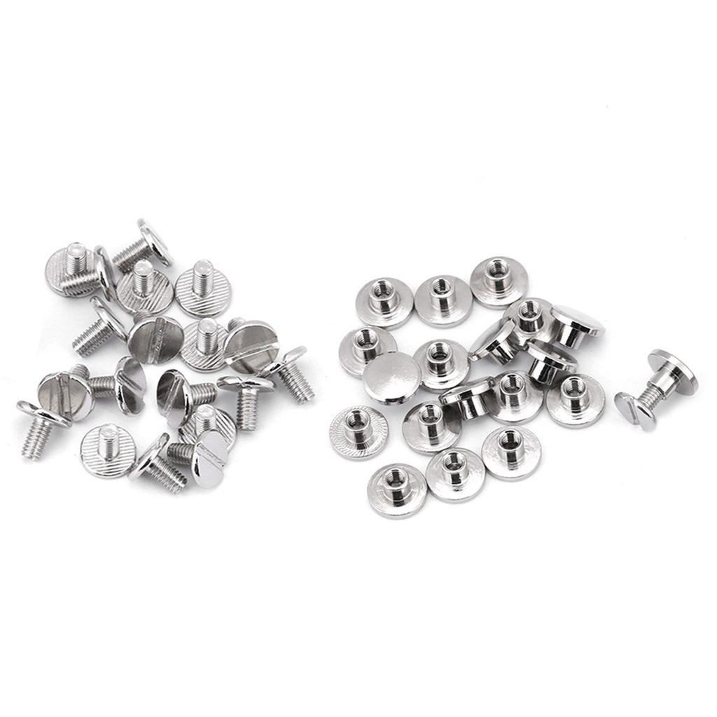 20Pcs Set Durable Brass Threaded Flat Head Nut Nail Rivets Screws Leather Craft Repair Supplies