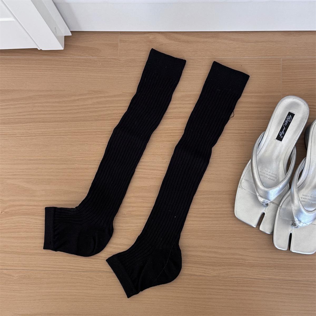 

Korean Foot Slit Leg Warmers Girls Thin Seamless Stackable Sleeves Solid Color Double Knit Y2K Layering Accessories Fall 2025 One Size