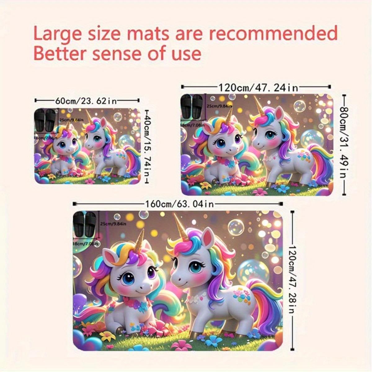 

VIKAMA Cartoon Carpet Adorable Rainbow Pony Doormat Welcome Mat Warm Rug For Bedroom Carpet For Live Room Bathroom Mat Home Deco 40X60CM (1.3X2FT