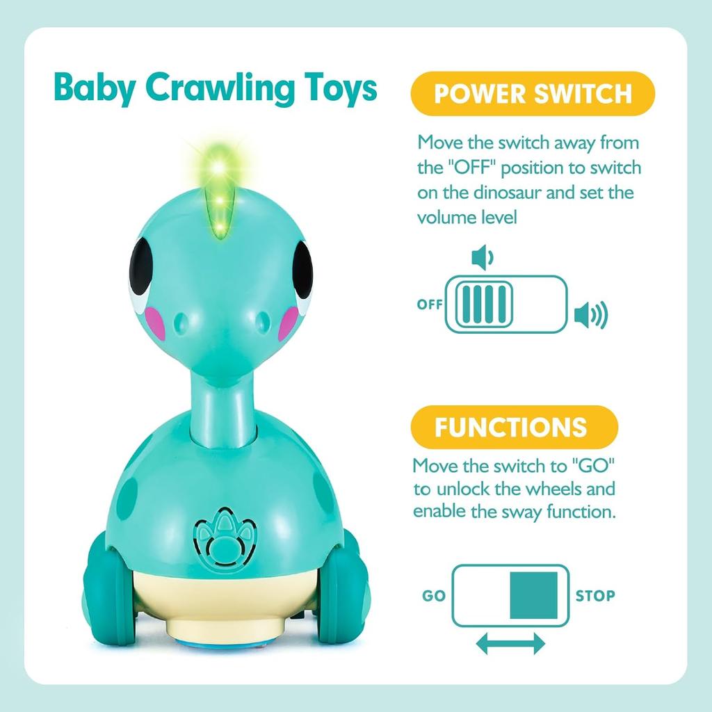 CubicFun Baby Toys 12-18 Months - Touch & Go Musical Light Tummy Time Infant Baby Crawling Toys 12 Months, Toddler Travel Toy for 1 Year Old Boy