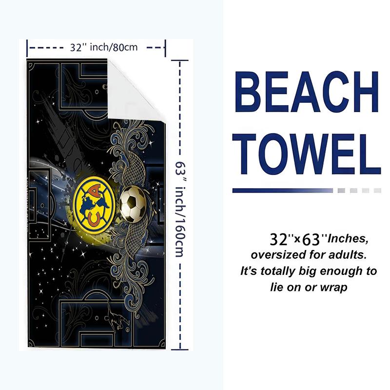 Club América Logo Print Beach Towel, Large Soft Quick Dry Towel for Beach Camping Swimming