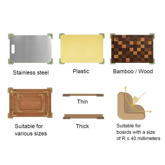 4 stk Silikon Skjærebrett Føtter Forebygger Kutt Skader Sklisikre Skjærebrett Føtter Sklisikre Kjøkkenoverflate Beskyttere Hjemmegave