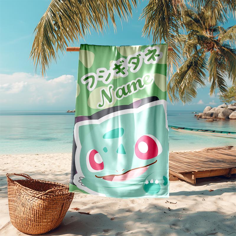 Personalized customized proof beach towel with Pokémon pattern - soft, absorbent,quick-drying,perfect swimming,camping&bathing