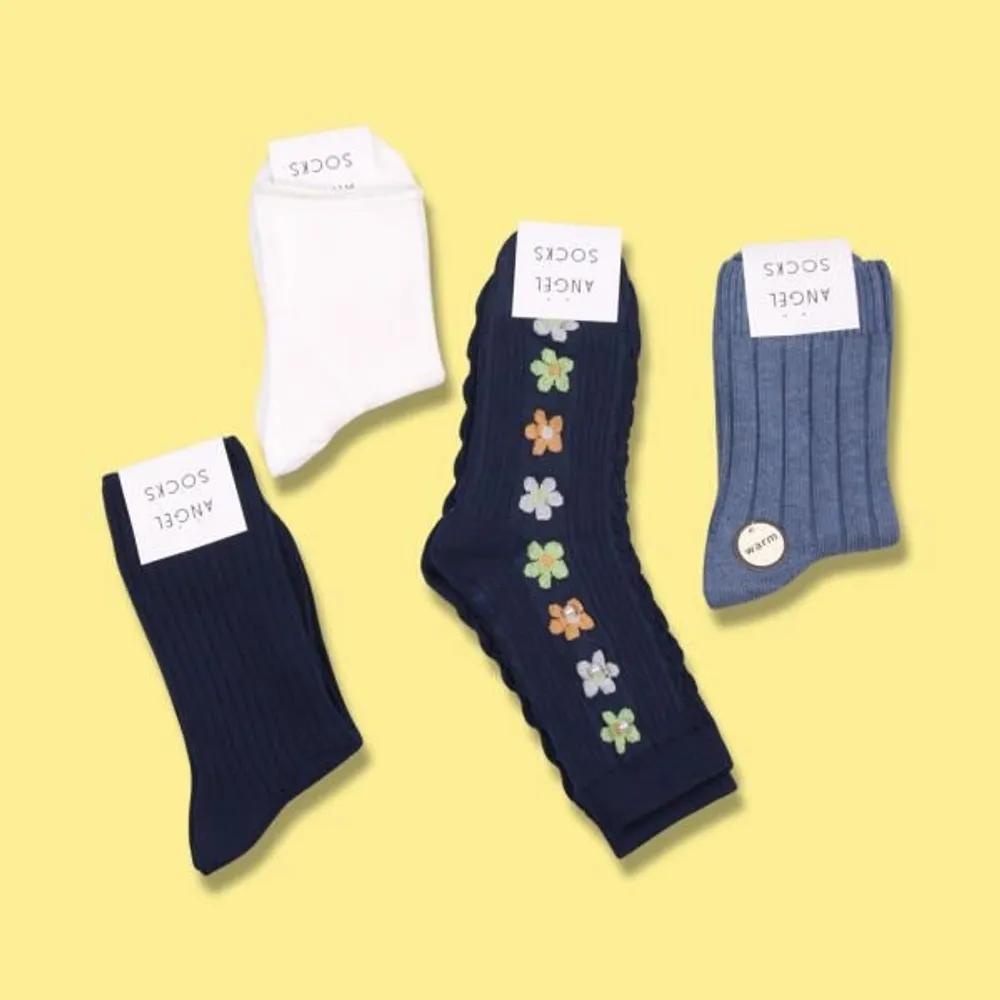 Angel Socks SET004-Navy Floral Pearl Knit Gift, Return Gift, Birthday Gift