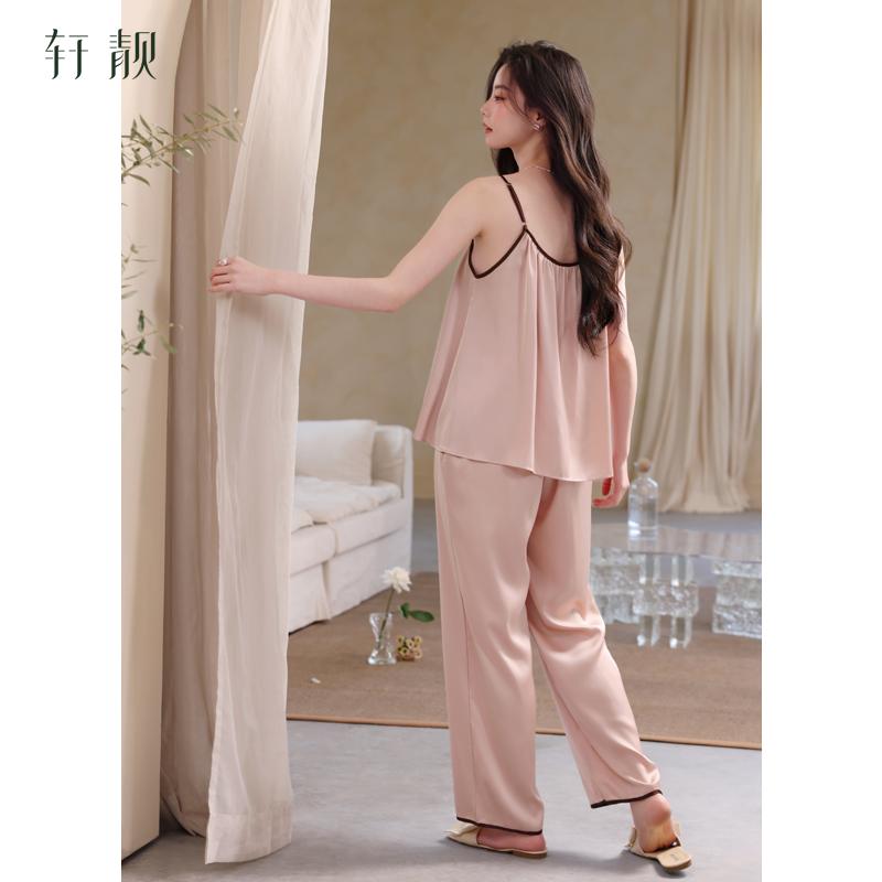 Xuan Liang [with chest cushion] Women's summer ice silk suspender pants with high-end imitation silk home suit set