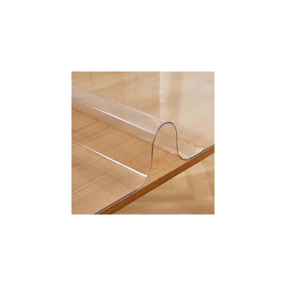 Godamiu Transparent Tablecloth 100x100cm 15mm Vinyl Sheet Desk Mat Table Protection Thick PVC