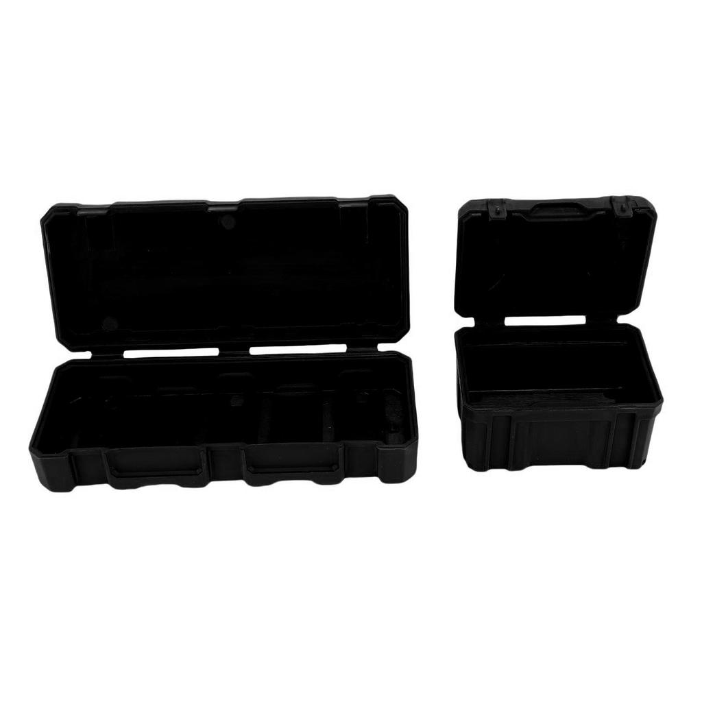RC Car Luggage Case and Tool Box Set High Simulation RC Storage Box with Sticker for Decoration Black