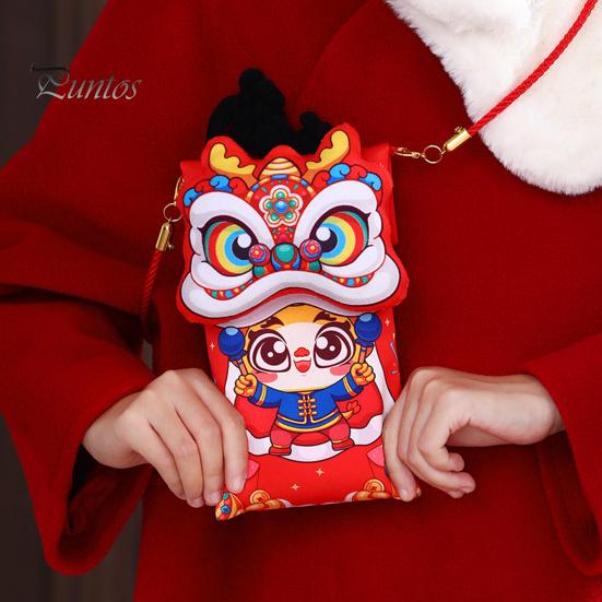 

Красный конверт в форме китайского дракона, красная сумка с регулируемым плечевым ремнем, кавайный красный пакет для детских подарков