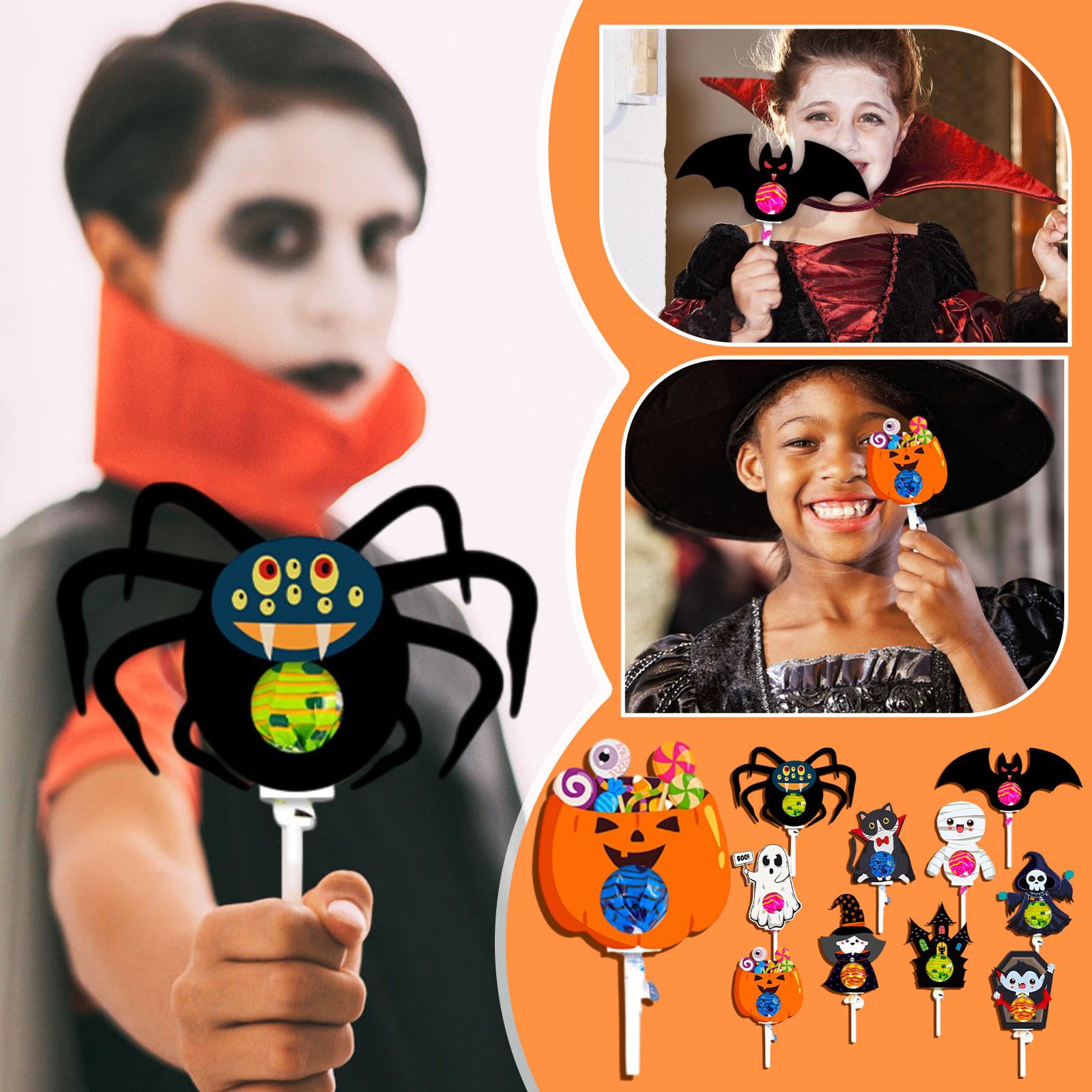 

New Halloween Decoration Theme Paper Lollipop Card Scene Layout Props Party Supplies One Size