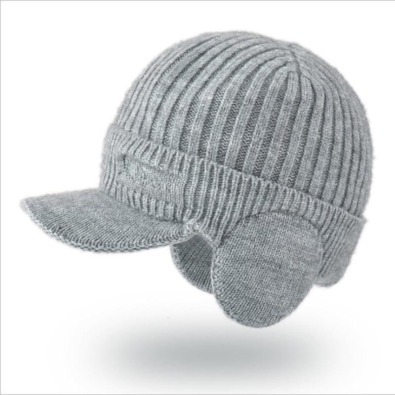 Hat men s winter warm fashion versatile plush wool hat men s winter cycling ear protection thickened knitted hat duck tongue One size fits all светло-серый