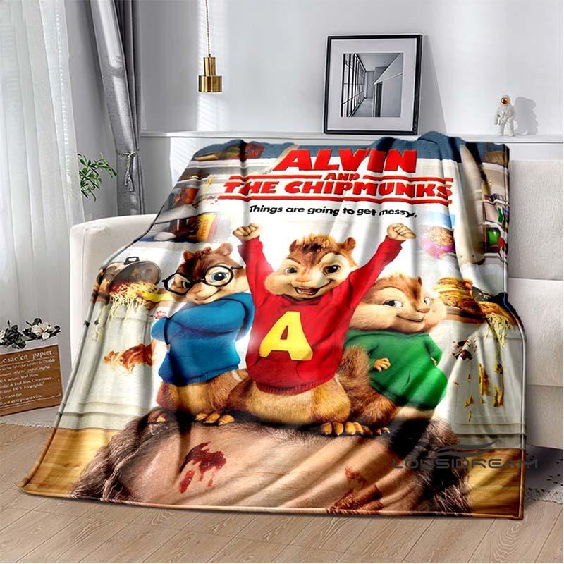 La manta de franela de la caricatura Alvin y las Ardillas es suave y cálida, adecuada para dormitorios, salas de estar, mesitas de noche, viajes
