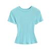 Pure Desire Women's Spicy Girl Round Neck Ribbed Summer T-Shirt
