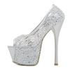 Liyke Elegant Women Wedding Banquet Prom Shoes Summer Mesh Platform Pumps Sexy Slingback Peep Toe Gold High Heels Stiletto Mujer