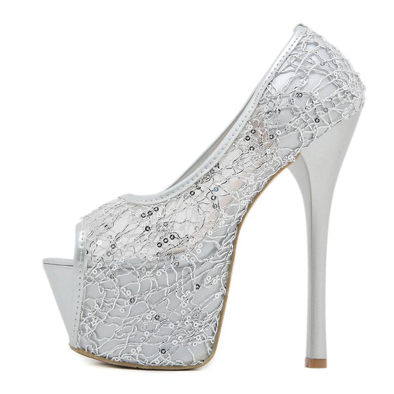 Liyke Elegant Women Wedding Banquet Prom Shoes Summer Mesh Platform Pumps Sexy Slingback Peep Toe Gold High Heels Stiletto Mujer