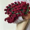 DIY Knitted Rose Flower Blanket Lovely Floral Throw Perfectly for Living Room Bedroom Decoration and Mother's Day Gift